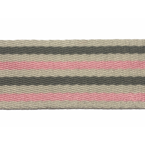 Gurtband 40mm - hellgrau-rosa
