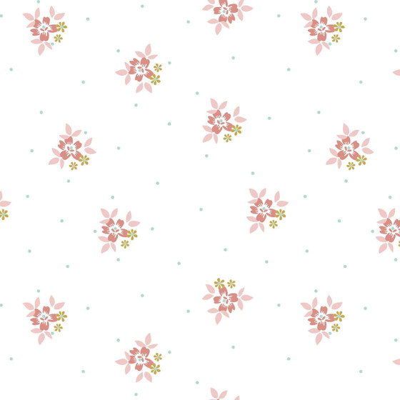 Popeline - Flowers white