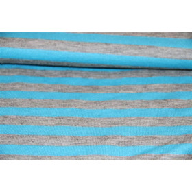 Viskose-Jersey - Streifen grau meliert-blau